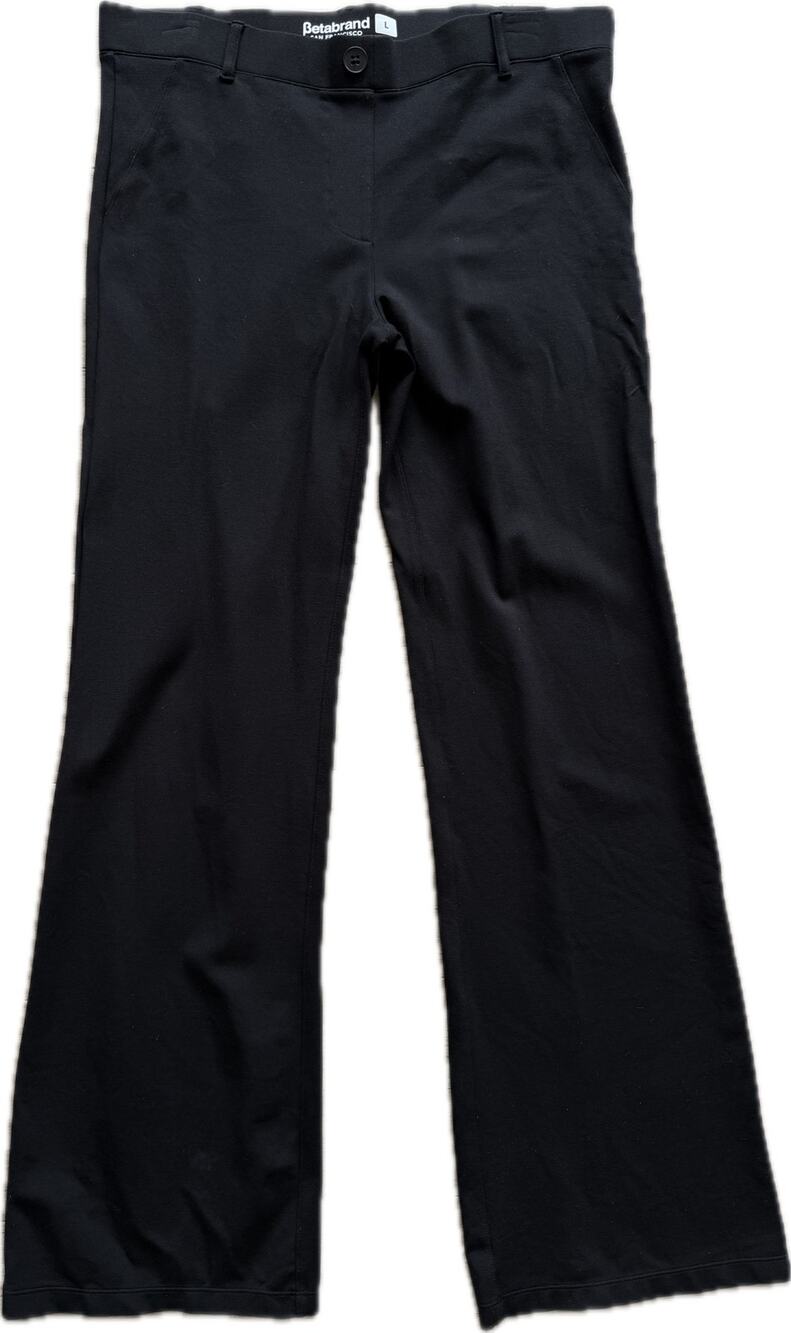 Betabrand Flare Black Pants Large Stretch Yoga Workwear Slacks Wide Leg Straight